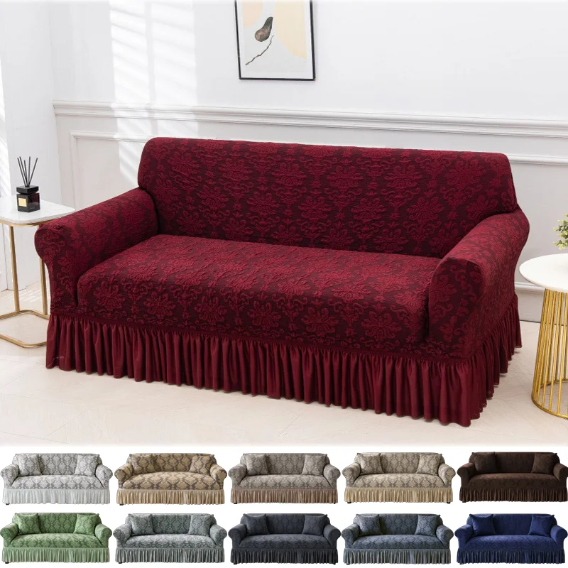 European Thickened Jacquard Elastic All-Inclusive L-Shaped Arm Sofa Cover Anti-Slip Anti-scratch Dustproof Washable Home Decor