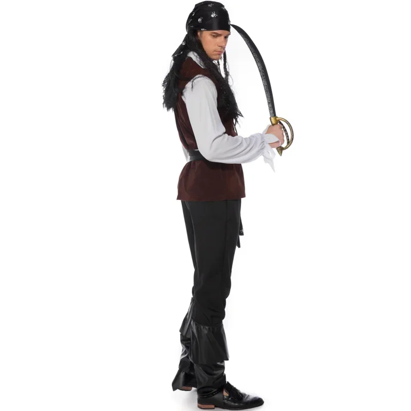 Pirates Of The Caribbean Halloween Male Captain Jack Sparrow Costume Pirates Of The Caribbean Cosplay Clothes Set