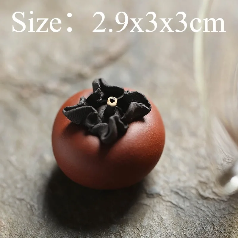 1PC Purple Clay Small Persimmon Tea Pet Handmade Mini Ornament Craft Symbolizes Everything Goes Well Decor Home Lucky Decoration
