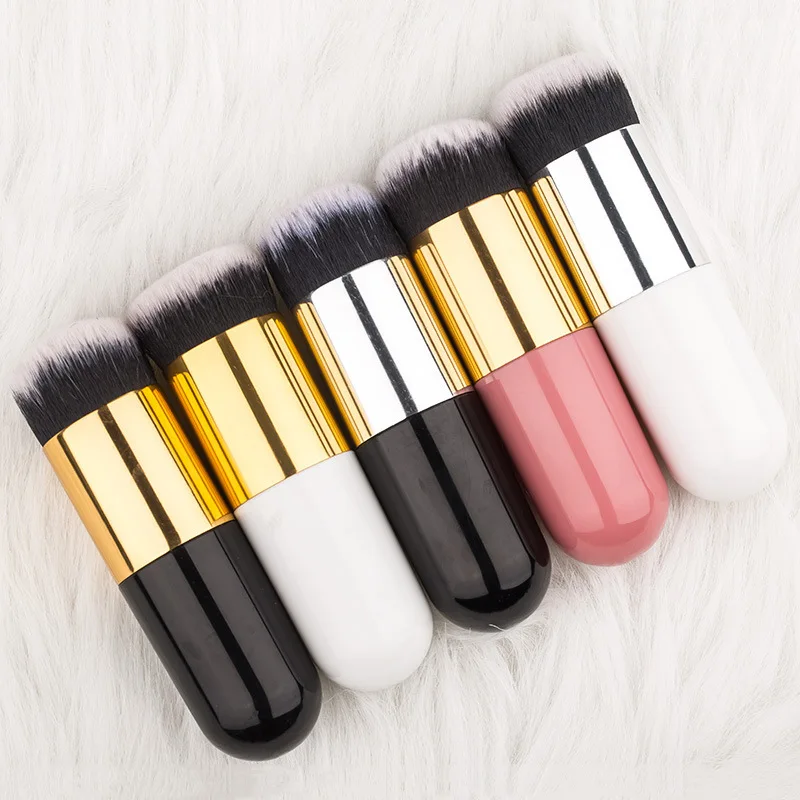 1 Pieza Brocha de Base Chubby Plana para Crema, Brochas de Maquillaje Profesionales para Cosmética 2