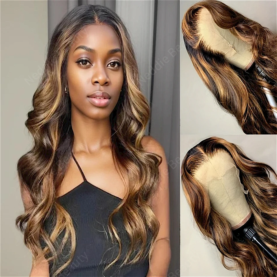 

Lace Frontal Wig 13x6 HD 100% Highlight Body Wave 30 40 Inch Human Hair Brazilian Colored Wigs For Women Choice Wavy Cheap Wig