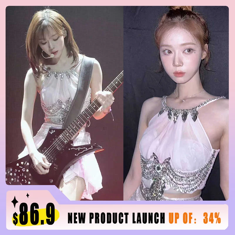 New Korean Idol Singing Costumes Women Jazz Stage Performance Outfits Pink Vest Skirt Spicy Girl Set for Women DJ Suit VBH428