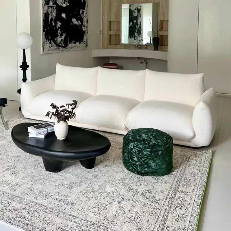 

Designer White Living Room Sofas Puff Minimalist Nordic Modern Living Room Sofas Lounge Soft Divano 2 Posti Furniture For Home