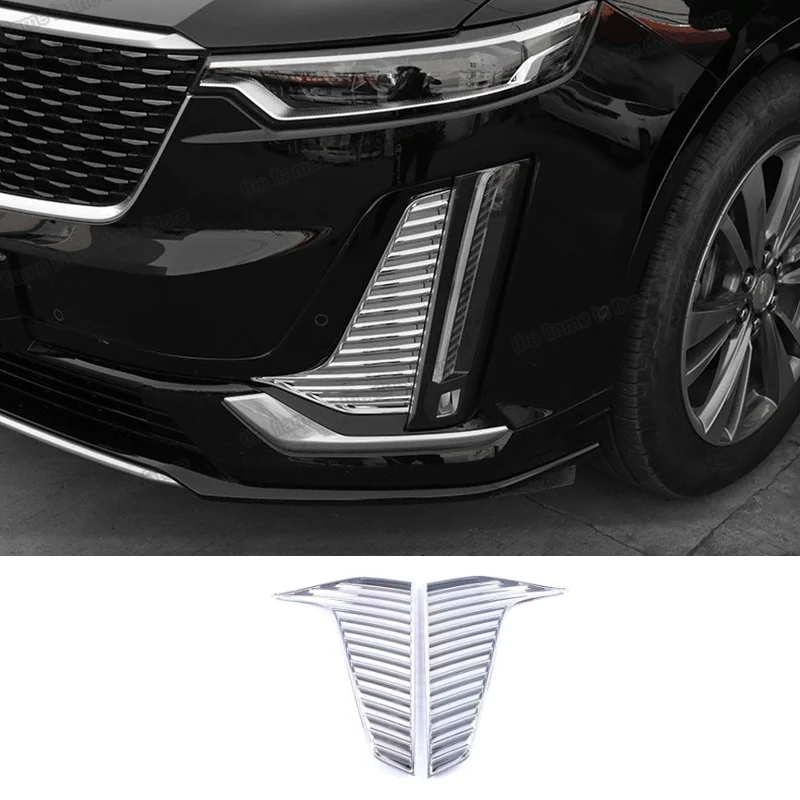 carbon fiber Car Front Fog Light Cover Chrome Panel Trims for Cadillac Xt6 2019 2020 2021 Accessories Styling Parts 2022 2023