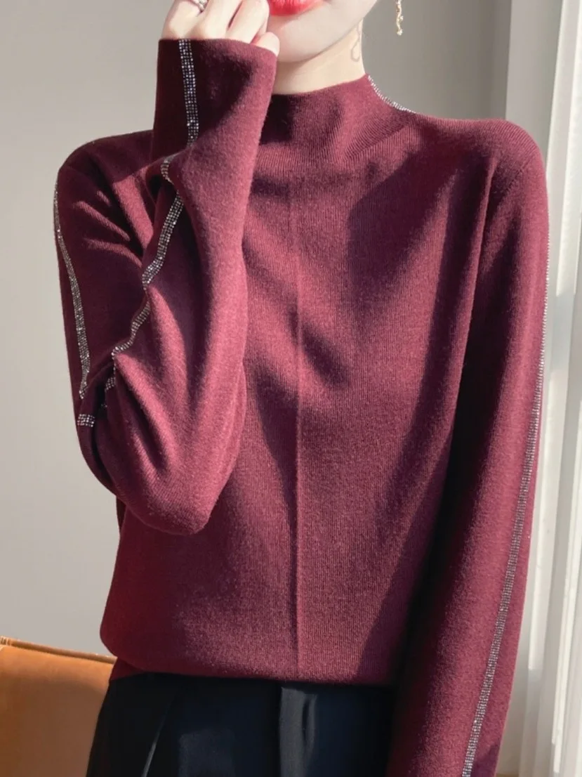 الثقيلة دو تألق حجر الراين f عالية Ne محبوك سترة المرأة Sle الدافئة عارضة Faion تريكو الإنتاج الصيني