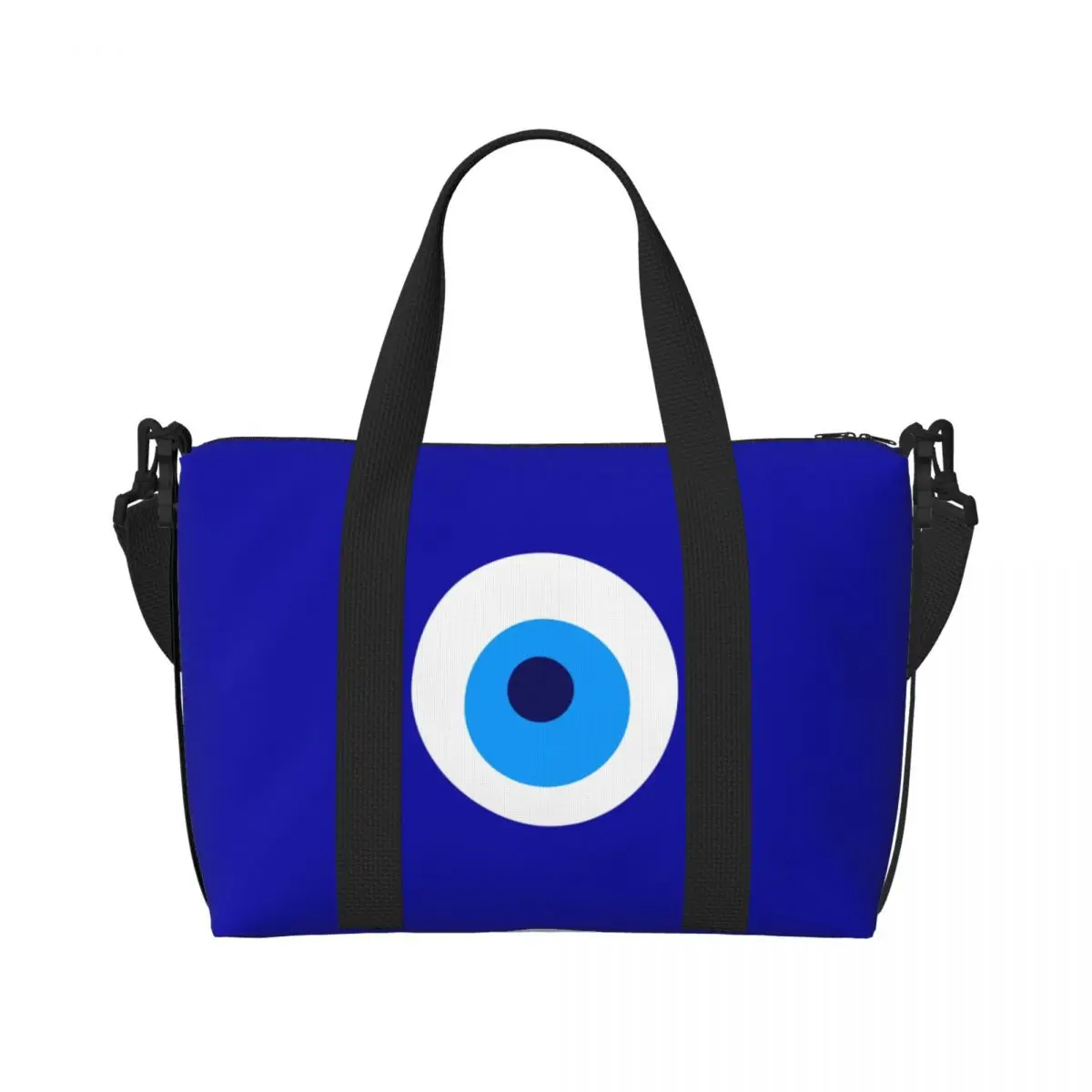 Custom Nazar Evil Eye Protection Symbol Tote Bag Women Large Capacity Amulet Turkish Beach Gym Shoulder Travel Bag