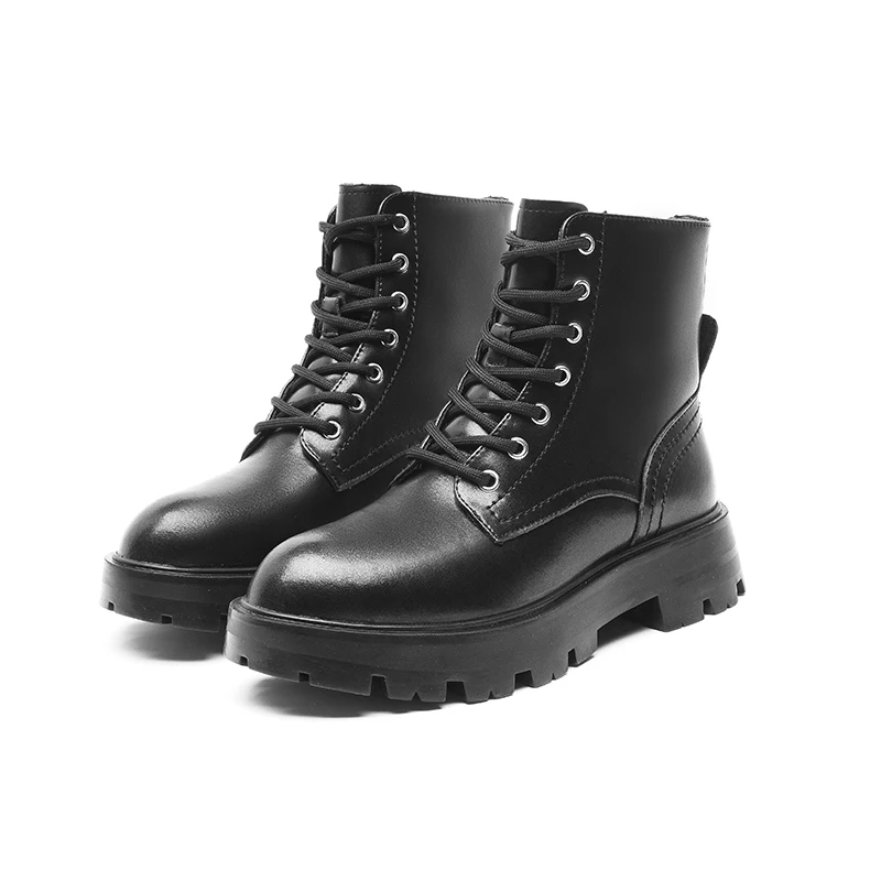 Aiyuqi botas marton femininas de couro genuíno outono rendas botas de motocicleta senhoras estilo britânico botas de tornozelo feminino whsle mto