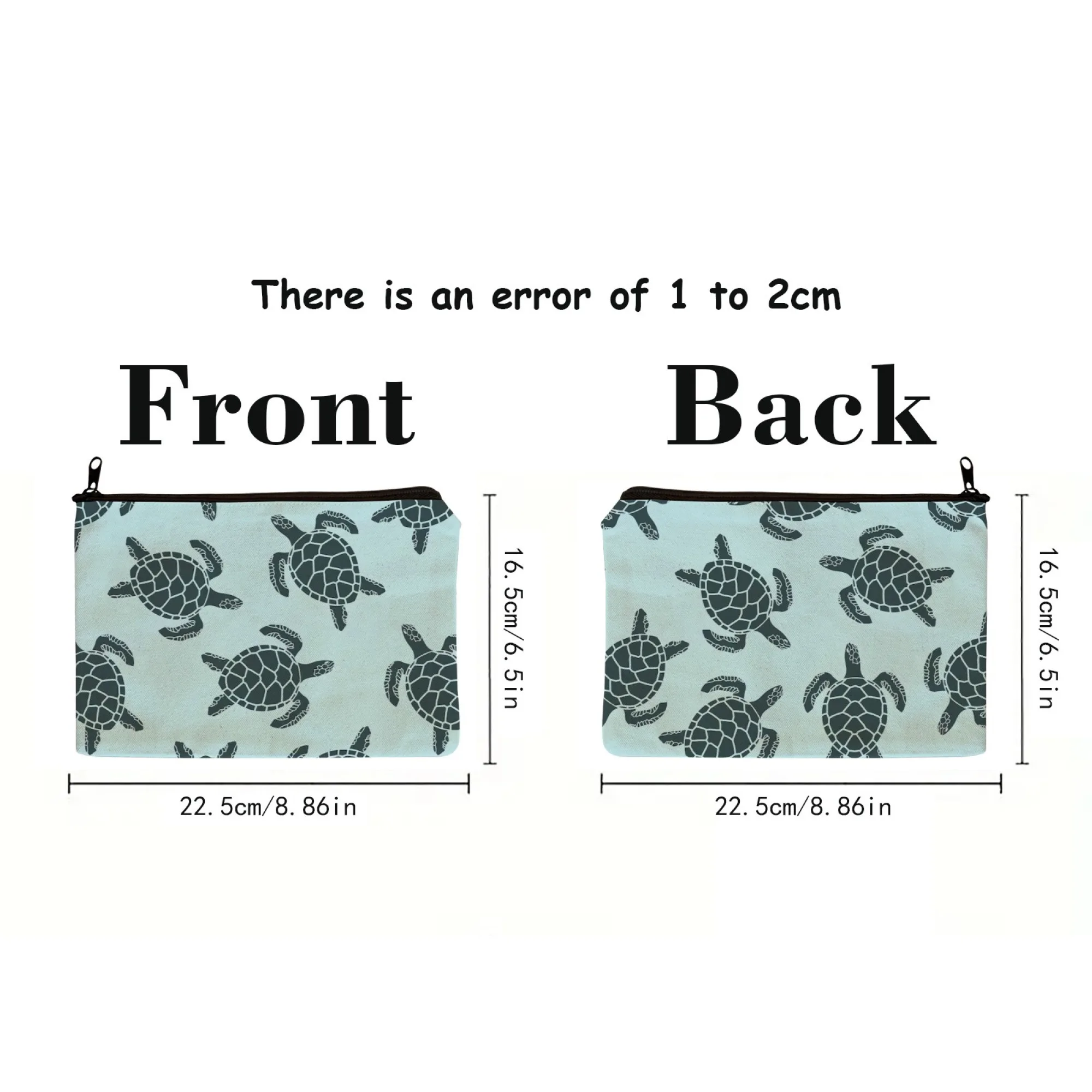 Borsa per cosmetici minimalista per tartarughe Organizzatore da viaggio multifunzionale con modelli di tartarughe sutele Custodia per trucco pieghevole con cerniera