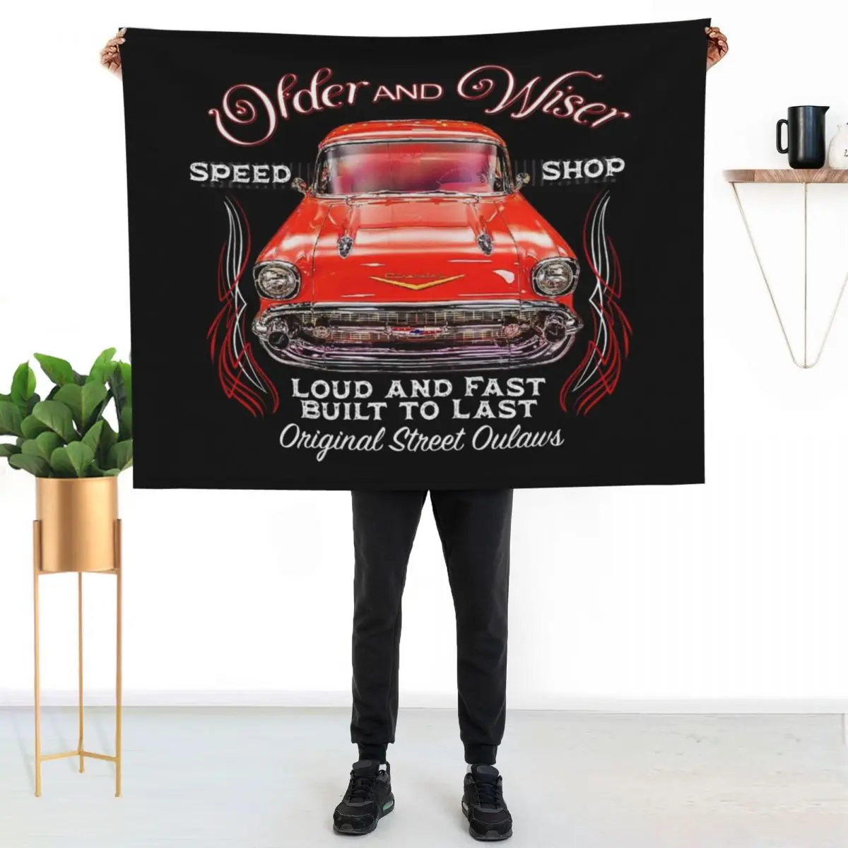 

1957 Chevy Bel Air Classic Hot Rod Car Throw Blanket Multi Use Warm Blanket for Living Room Bedroom