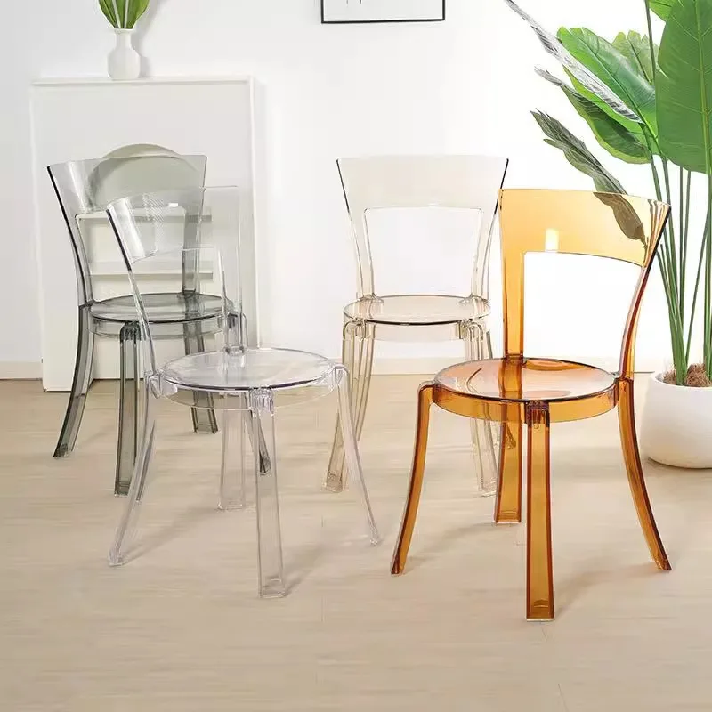 Acrylic transparent plastic home backrest hall Nordic modern simple thickened stackable dining chair