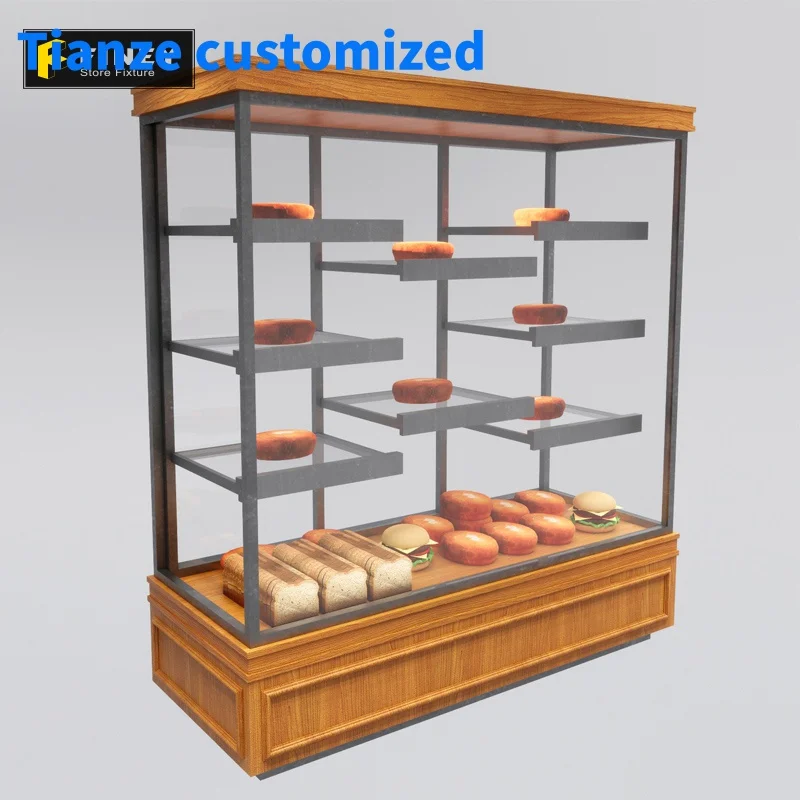 (Op Maat) Decoratie 3 Tier Brood Winkel Armatuur Display Planken Kast Bakkerij Brood Display Hout