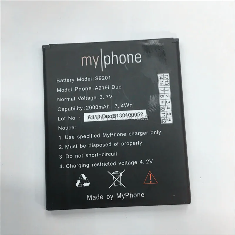 

Mobile phone battery for myphone S9201 battery 2000mAh Long standby time for myphone A919i Duo battery Mobile Accessories