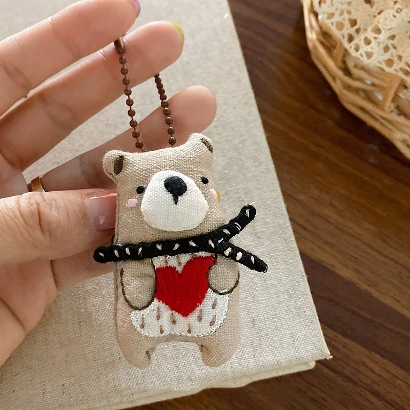 Kawaii брелок с изображением кота, кролика и медведя, мультяшный плюшевый брелок для ключей, милый держатель для ключей, подвесное украшение, подарок на день рождения