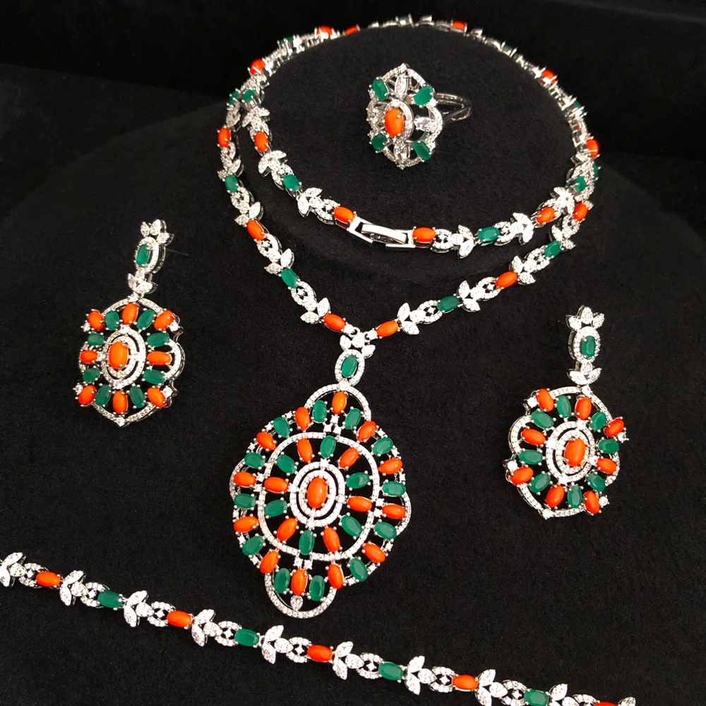 GODKI New Fashion Turquoise UAE Dubai Bridal Jewelry Set For Women Wedding Party Nigerian African Necklace Earring Set