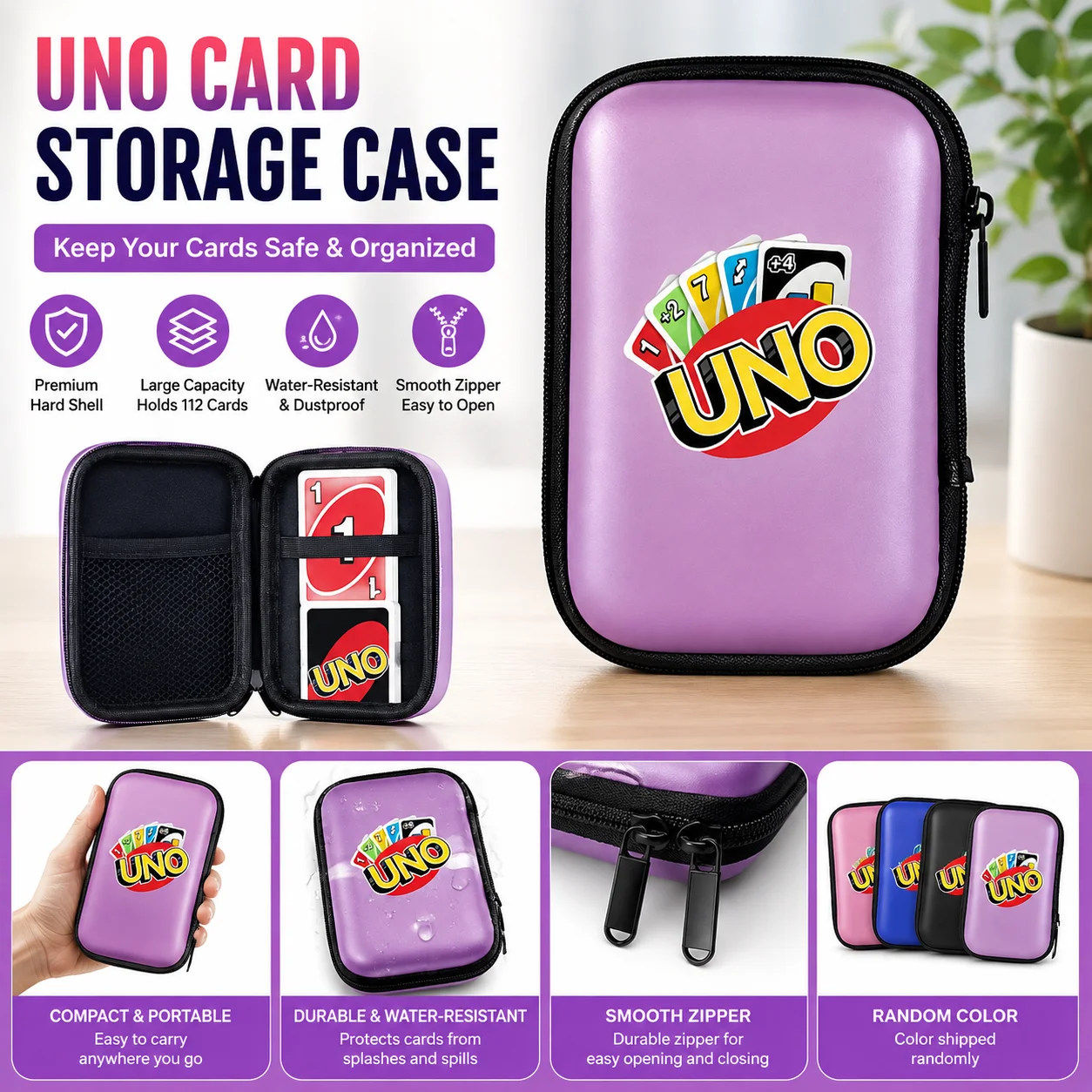 Board Game Uno - 휴대용 하드쉘 UNO 카드 홀더, 어린이용