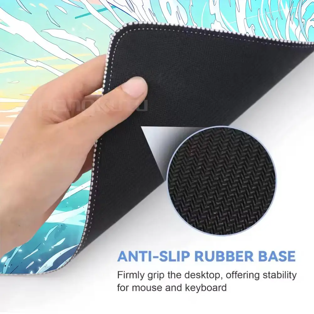 Ocean Breeze Large Mousepad Non-Slip Rubber Desk Mat for Gaming Office Blue Aquatic Design Durable Stain Computer Mouse Pad