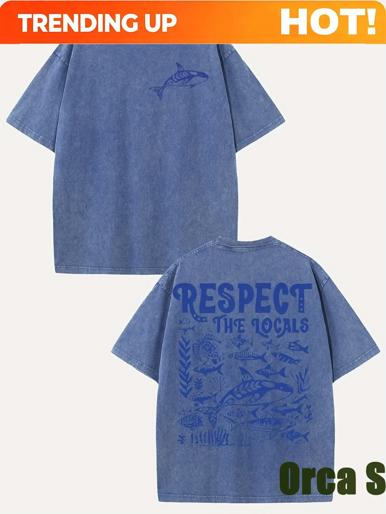 Customization Men'S Retro T-Shirt Featuring A Marine Life Design With Double-Sided Prints Of Flowers, Manta Rays, And Sharks, Al