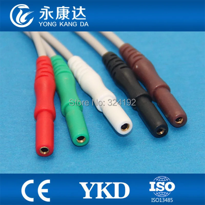 

2 шт./упак. Многофункциональный Din стиль ECG leadwires,5-lead/AHA/Snap ecg leadwires