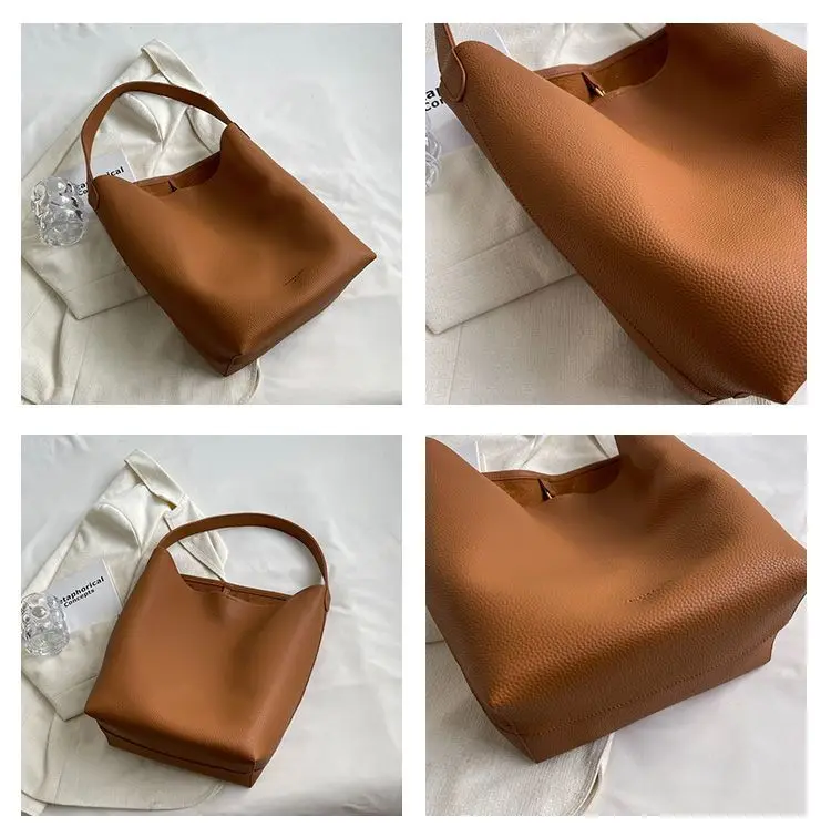 2piece/set Fashion Designer Pu Leather Women's Handbags Good Casual Ladies Tote Female Black Bucket Women Shoulder Crossbody Bag