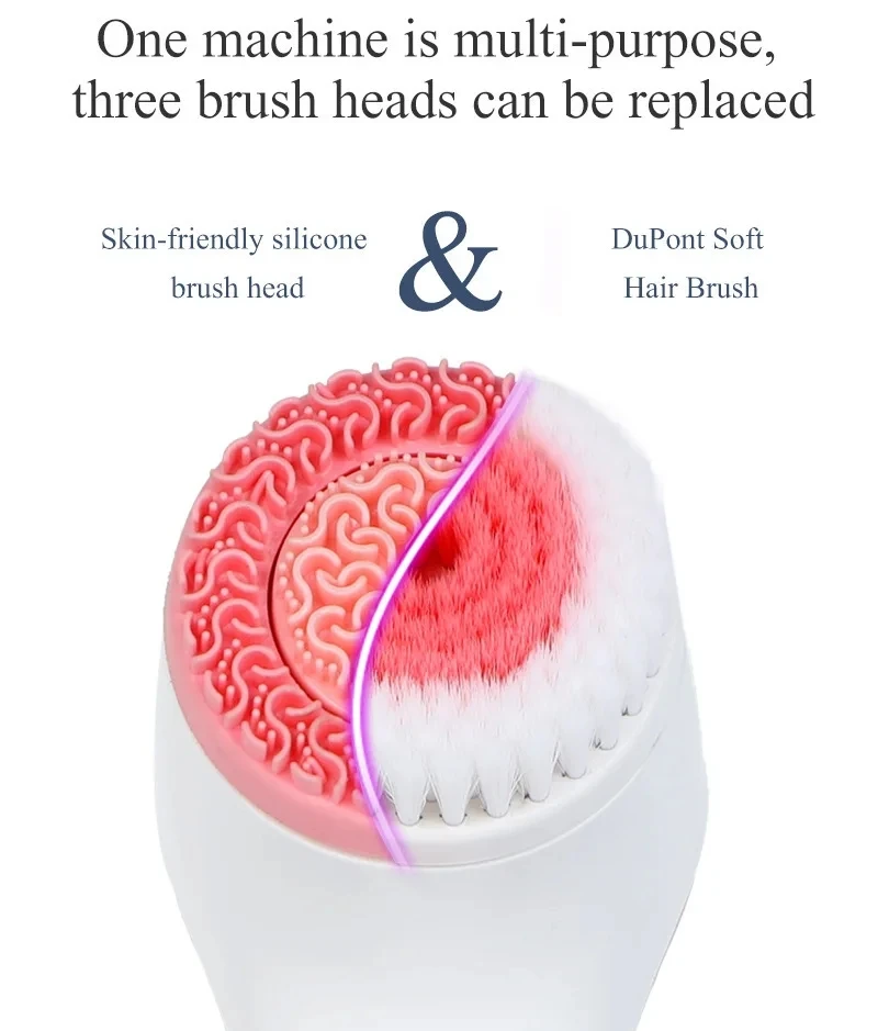 Ultrasonic Electric Cleansing Brush 3 In 1 Face Massagers Sonic Rotating Cleansing Brush Galvanic Remove Blackheads Tool