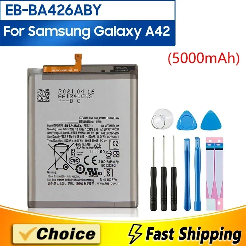 

EB-BA426ABY,Brand New Phone Batatery+Tool,For Samsung Galaxy A42 5G SM-A426B SM-A426B/DS SM-A4260 SM-A426U SM-A426N 5000mAh