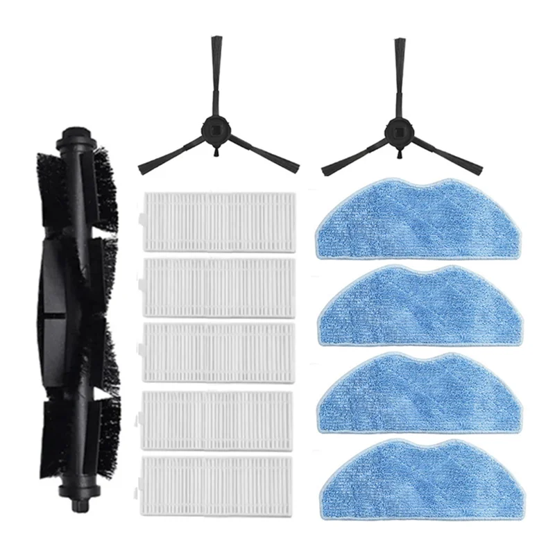 A20M 12PCS Hauptseitenbürste HEPA-Filter Mopptuch Schwarz & Weiß & Blau Kunststoff + Mikrofaser für 360 S8 / S8 Plus Roboterstaubsauger