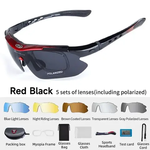 Latest MTB Cycling Sports Glasses 5 Pcs Replaceable HD Lenses Running Outdoor Polarized bicycle Goggle UV400 Bicycle Accessory