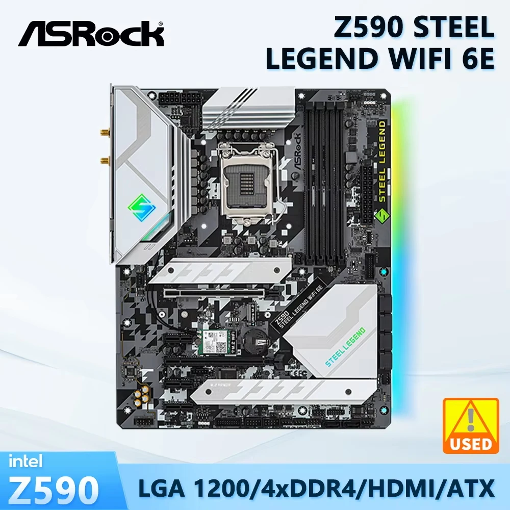 Placa base ASRock Z590 Steel Legend WiFi 6E Intel Z590 DDR4 LGA1200 compatible con procesadores i7-11700K 10105 10300 11400 10900