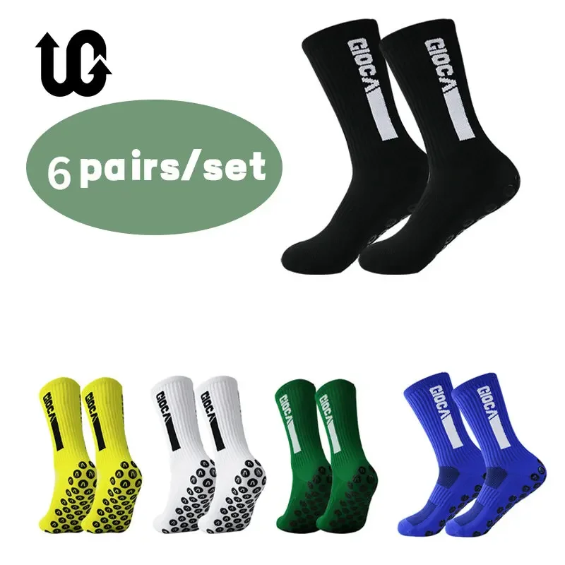 

2023 New ANTI SLIP Fashion Football Socks 6Pairs/Lot Mid Calf Non-Slip Soccer Sport Cycling Sports Mens Sock EU38-44