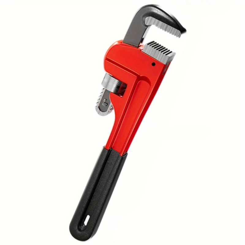 12inch / 8inch Heavy Duty Straight Pipe Wrench, Adjustable Aluminum Plumber Wrench with Floating Hook Jaw and I-Beam Handle, Red