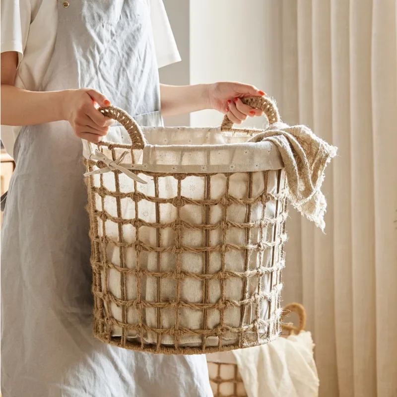 

Organizer Basket Ins Wind Dirty Clothes Basket Rattan Knitting Household Basket Children's Toys Bedroom Sundries Strip Carry