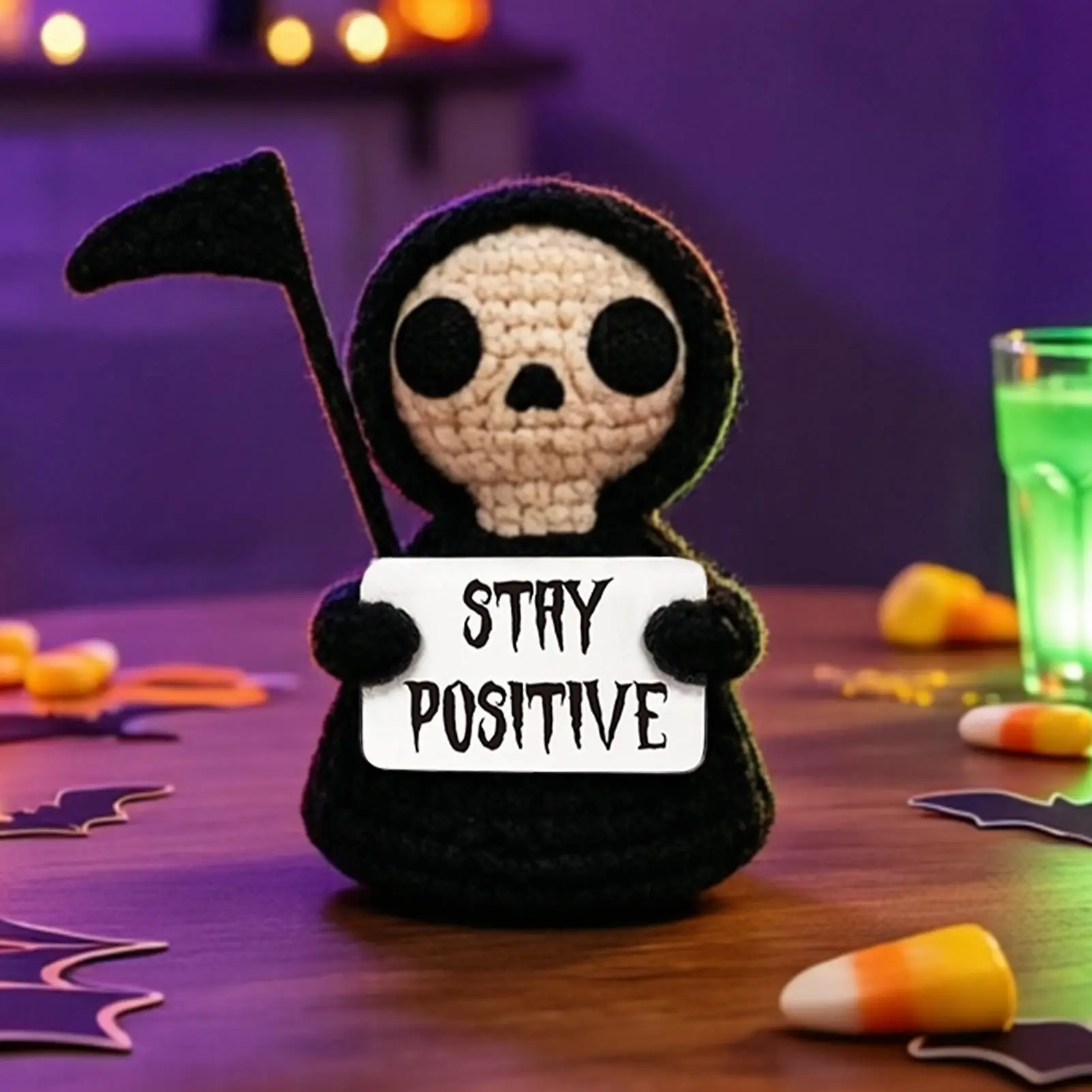 Handcraft Decoration Halloween Crochet Animals Halloween Handmade Crochet Funny Positive Gothic For Living Room Study Room