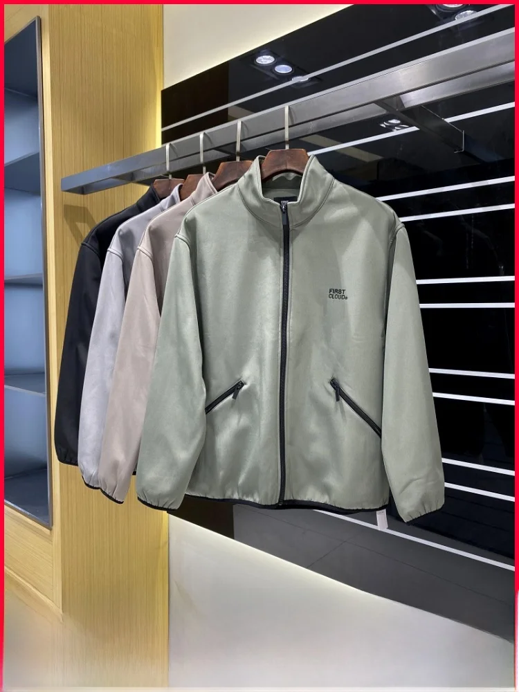 

Fce Lined Stand Collar Jaet Men's Outdoor Sports Casual Fall Winter Warm Zipper Closure Stand Fit Polyester Fiber