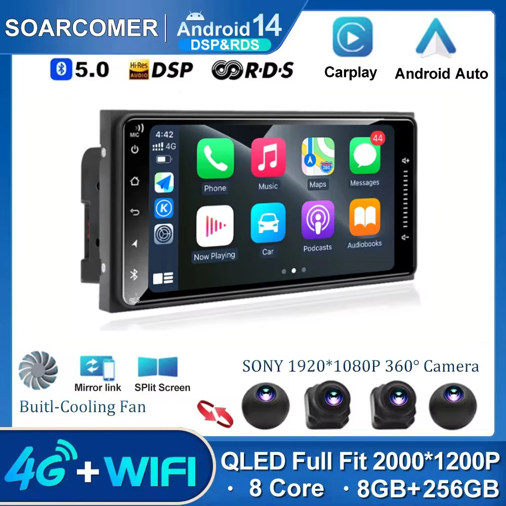 

Автомагнитола Andriod 14 для TOYOTA Corolla, Crown, Camry, Hiace, Previa, RAV4, Prado VIOS, 2 Din, универсальный мультимедийный плеер 7 дюймов, DVD, стерео