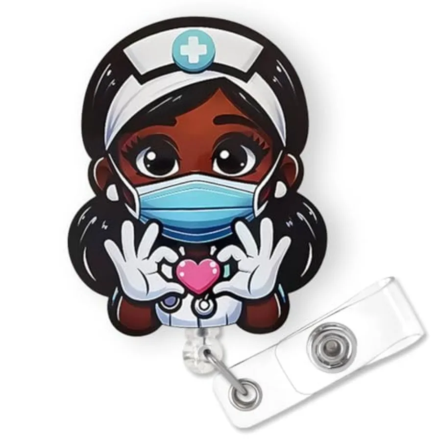 

Cute Bdge Reel Retrctble for frcn mercn Nursng LPN and Medcl ssstnt Funny D Bdge Holder llgtor Clp and 24" Durble Nylon Cord lc