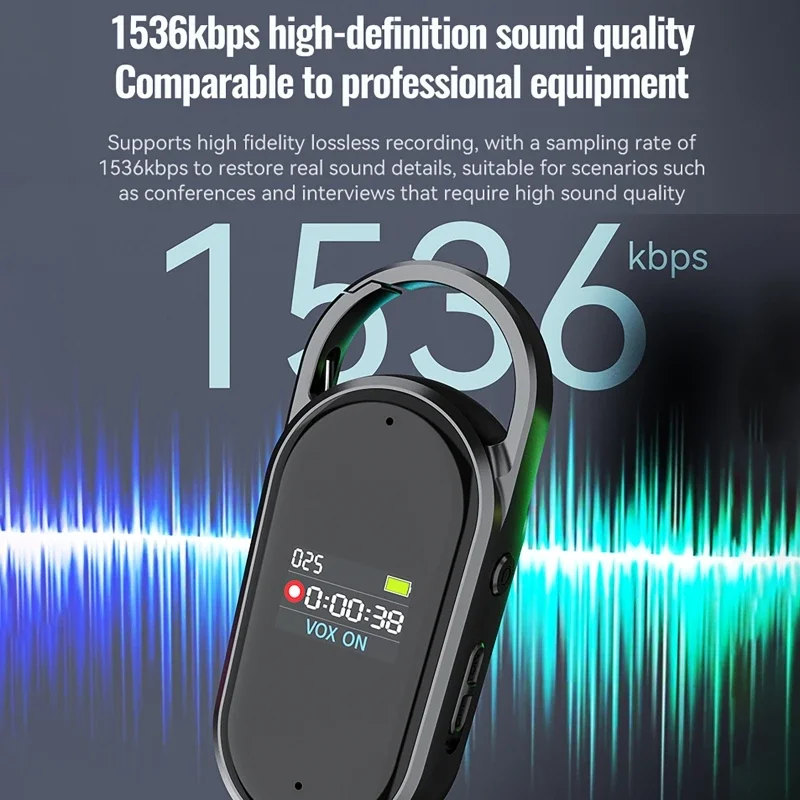 Smart Digital Voice Recorders 0.42-inch Recorder Audio Noise Canceling Timestamp 300mAh One-Click Voice-Controlled Recording