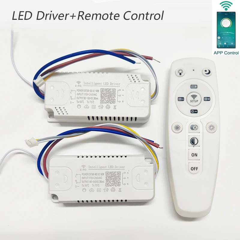 APP control LED driver 2.4G remote intelligent LED transformer (12-24W)X2 (40-60W)X2 for dimmable color-changeable chandelier