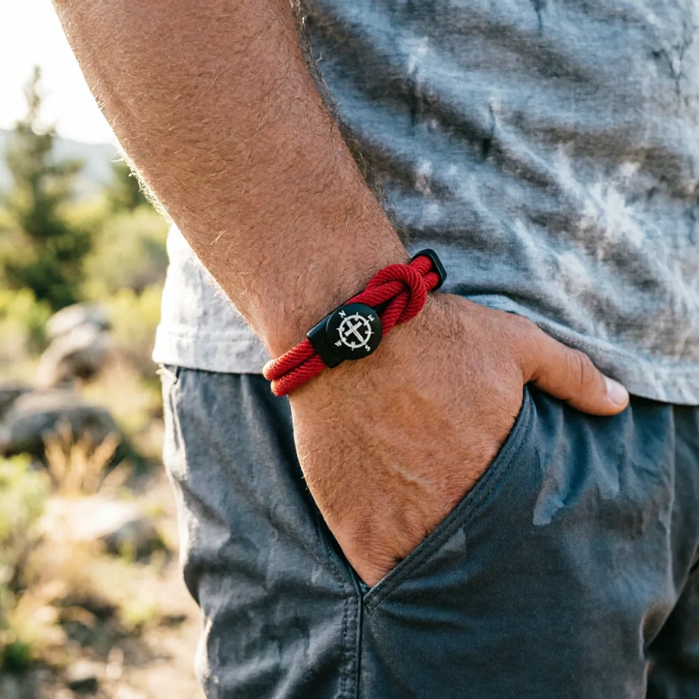 Stylish Compass Bilayer Nylon Rope Bracelet Men Handmade Weaven Durable Lightweight Wristband Leisure Daily Homme Braslet Joias
