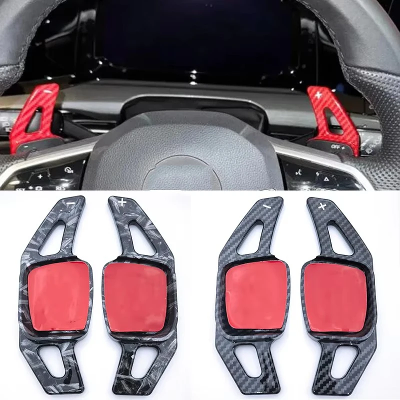 For VW Tiguan From 2019 C-Trek Golf 8 MK8 Assembly Parts 2Pcs Automotive Steering Wheel Shift Paddle Sturdy Carbon Fiber Print
