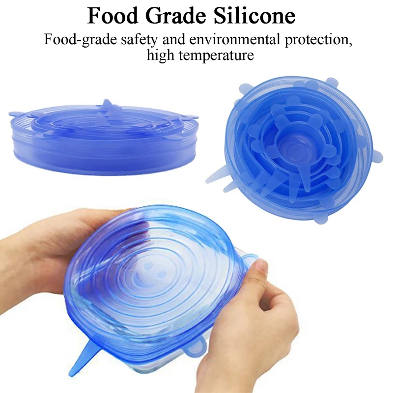 Silicone Cover Stretch Lids Reusable Airtight Food Wrap Covers Keeping Fresh Seal Bowl Stretchy Wrap Cover Kitchen Cookware