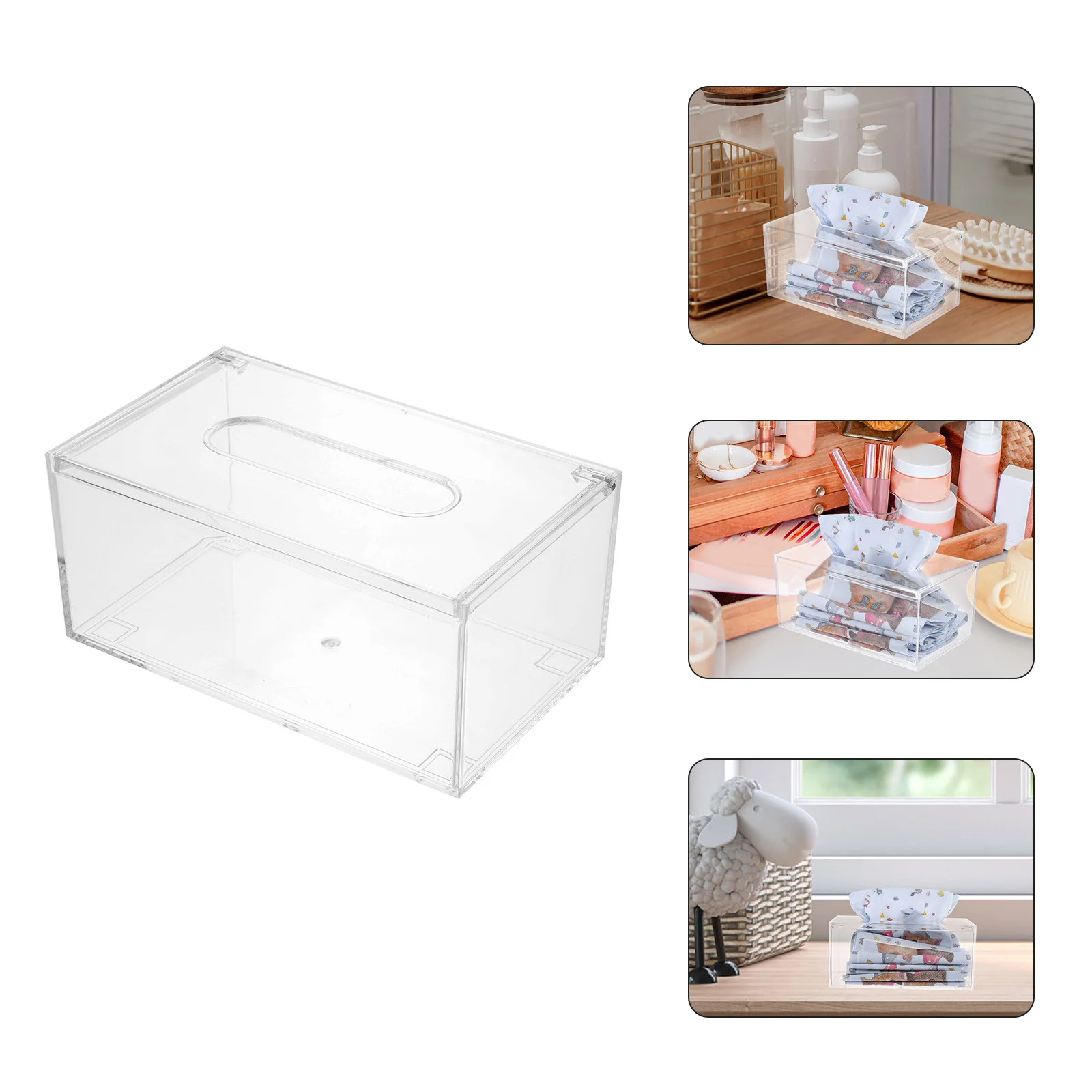 صندوق مناديل على شكل فليب، تصميم أنيق من الأكريليك الفاخر، سهل الاستبدال، حامل المناشف الورقية، سطح المكتب، استخدام الأنسجة الشفافة