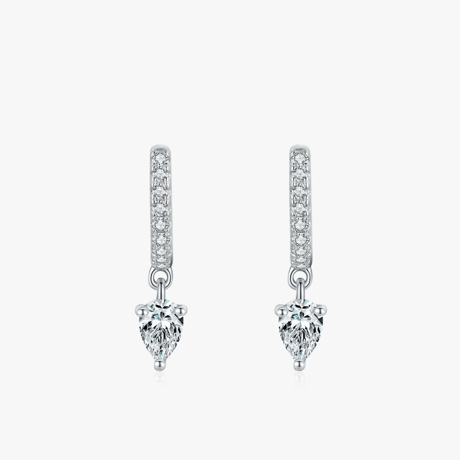 

100% 925 Sterling Silver Fashion Clear CZ Water Drop Shape Sparkling Hoop Earrings for Women Wedding Statement Jewelry