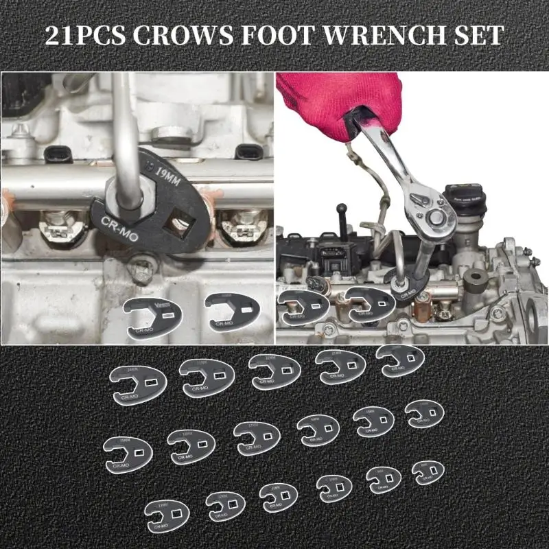 Open End Line Fitting Tool Set 15 Piece, 8 mm to 24 mm Steel Heads with Two Drive Groups, Carry Case for Brake Line Repair D7YA