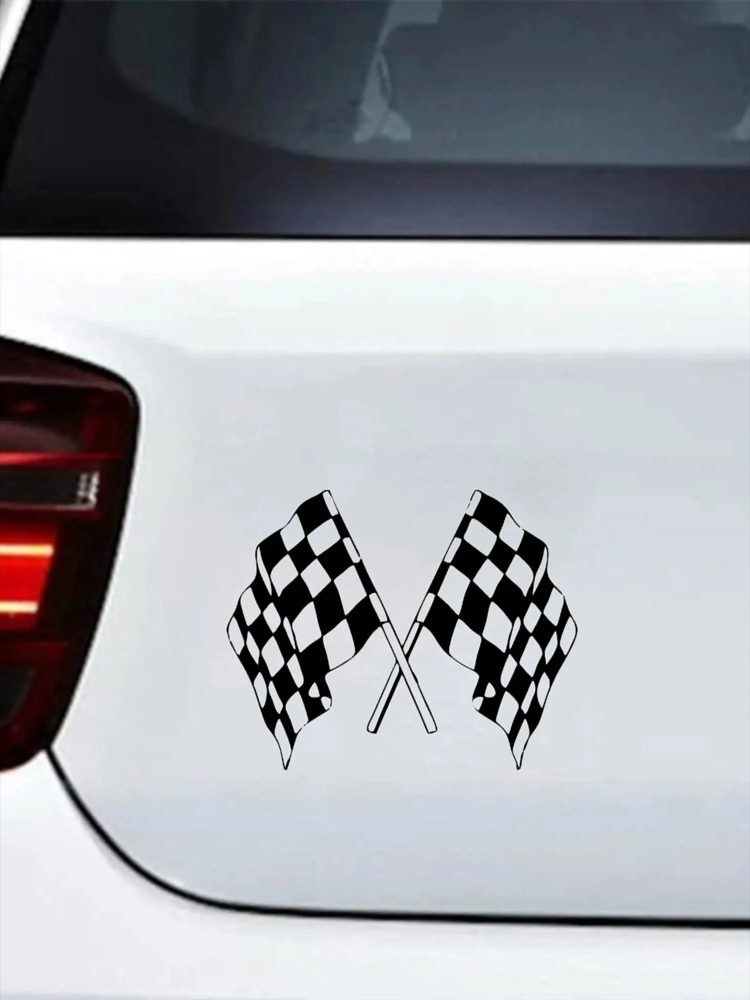 Sticker decal vinyl car bike bumber race checkered double flag Car Body Guitar Windows Sports Racing Exterior Decor