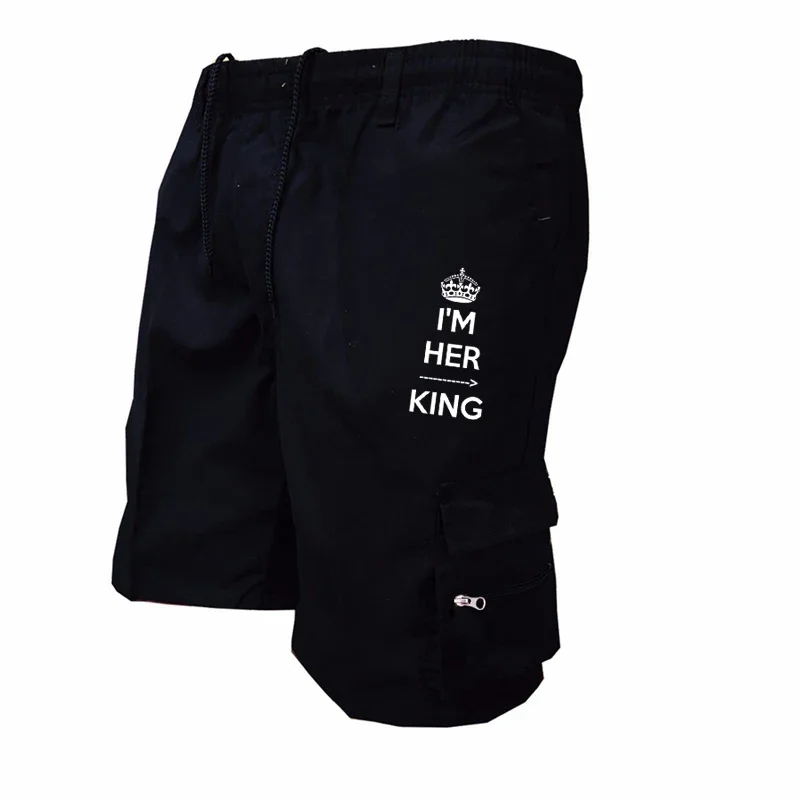 Pantalones cortos holgados de verano para hombre, Shorts Cargo de playa, pantalones cortos de senderismo con estampado informal, monos masculinos, pantalones con cordón