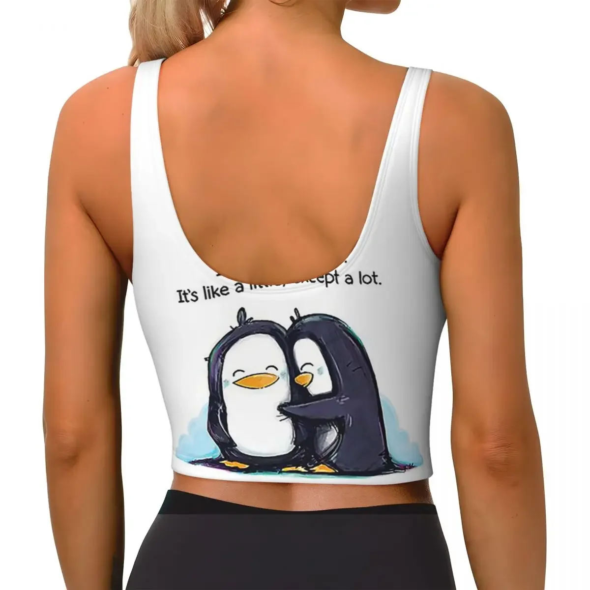 Custom I Like You A Lottle Penguin Women Sports Bras High Impact Vest Gym Workout Yoga Crop Tank Top