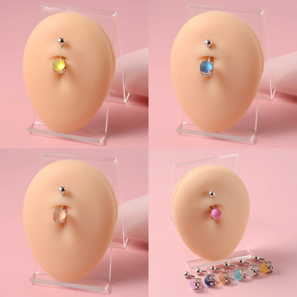 CHUANCI 1 PC Stainlless&Acrylic Lovely Round Shape Candy Color Navel and Belly Button Ring Body Piercing Jewelry For Gift 14G