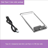 Transparent 2.5 Inch HDD SSD Enclosure SATA to USB3.0 Type-C 3.1 Portable External Hard Drive Case Tool-Free
