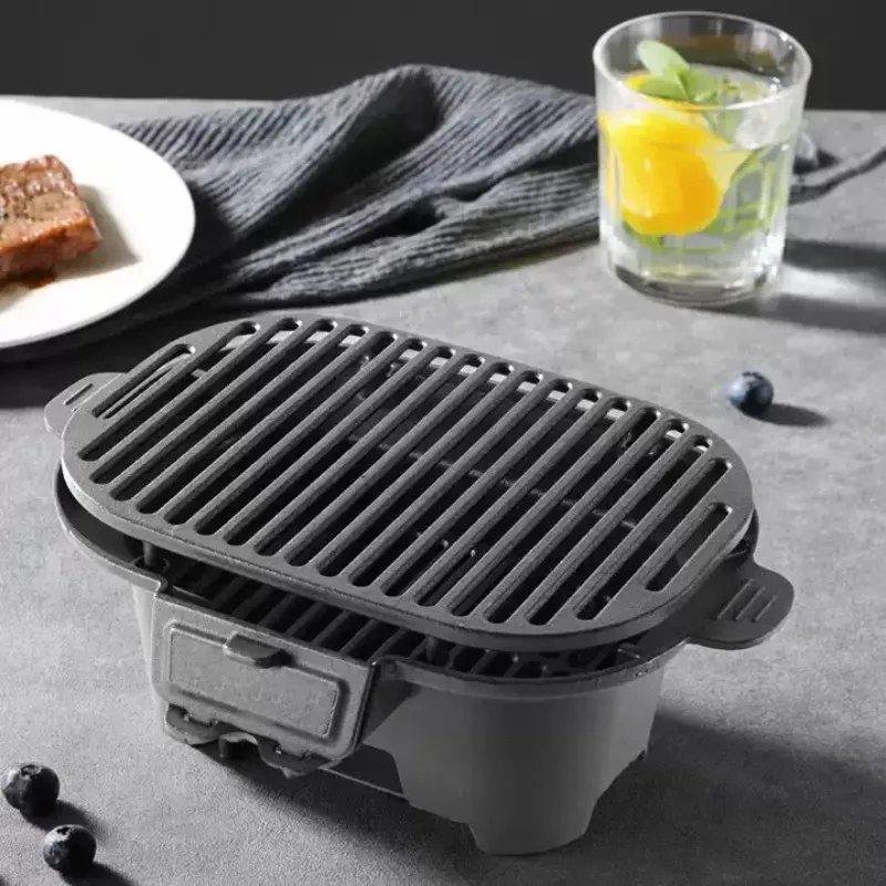 Thickened Cast Iron Charcoal Grill Dual Purpose For Barbecue & Tea Making Portable Household Chinese Style Outdoor Picnic