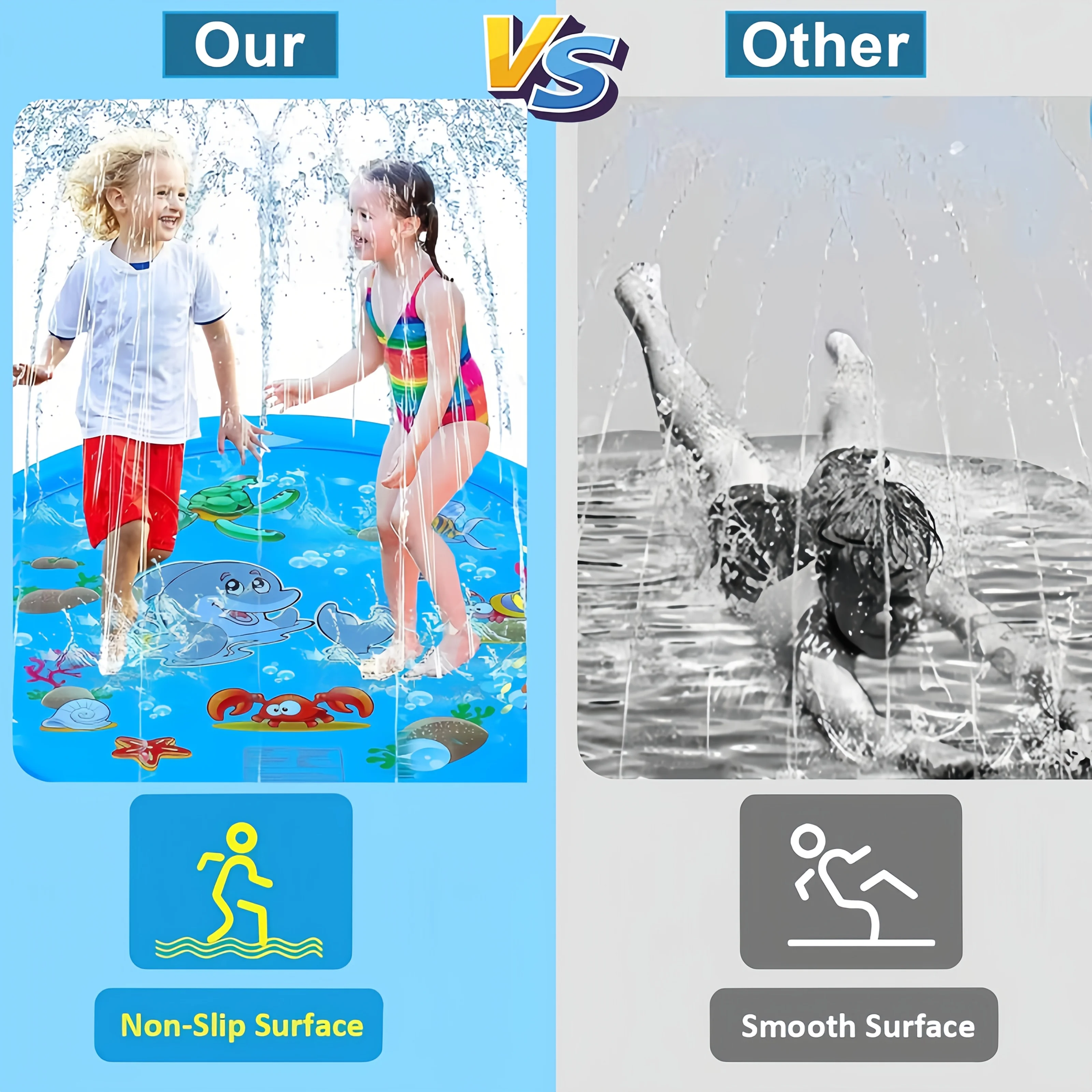 PVC Inflatable Splash Pad Sprinkler for Kids Baby Learning Summer Outdoor Water Play Mat Toys for Family Backyard and Lawn Fun - view 4